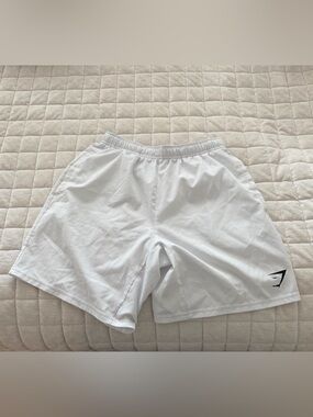 Gymshark Men's White Athletic Shorts with  Logo size S